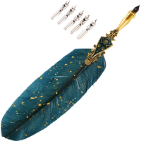 Quill Pen Set Household Retro Vintage Office Fountain with Tip Kit Drawing Dip Black Pens