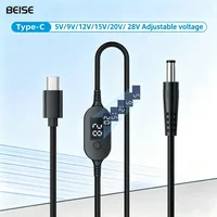 140W USB-C to 55*25 DC Power Cable, Adjustable Voltage 5V-28V Charging Adapter for Laptop Router LED Light