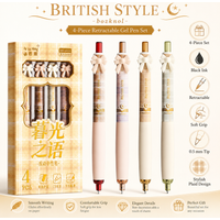 4 bow tie gel pen sets, 0.5mm CS tip quick drying black ink, soft grip ballpoint pen, suitable for school office stationery