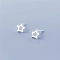 925 Silver Five Point Star Stud Earrings for Women Fashionable Simple Small Exquisite Hollow Design Niche Style Accessory