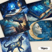 16pcs Mysterious Astrology Fantasy Hand Drawn Postcards, birthday/anniversary gifts, collectibles, suitable for gift-giving