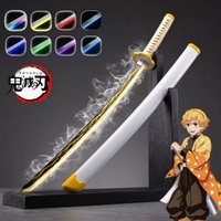 41inch 104cm Demon Slayer Zenitsu Light Up Smoke Effect Wooden Replica Cosplay Prop Anime Inspired Non Sharpened Collectible Toy