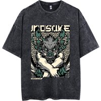 Vintage lavé t-shirts Anime impression graphique t-shirt Harajuku surdimensionné t-shirt coton mode Streetwear haut unisexe