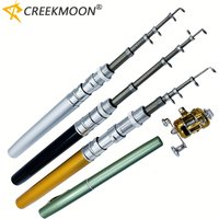 Mini Pocket Ice Fishing Rods Portable Telescopic Pen Shape Fishing Pole and Reel Combos Set Wheel Outdoor for River Lake Fishing