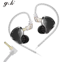 Gk Kunten Dynamic Drive Headphones Hifi 2pin Heavy Bass Earbuds Metal Headphones Detachable Sports Gamer Headphones Gift