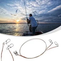 2x Anti-Bite Steel Fishing Line Steel Wire Leader With Snap Metal Luya Lead Core Leash Fishing Wire 20-40cm Fishing Tackle Tools