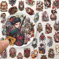 50 Stück japanische Kunstaufkleber Ukiyo-e Vintage klare Scrapbook-Aufkleber Japan Kultur Aufkleber ästhetische wasserdichte Vinyl-Pack-Aufkleber