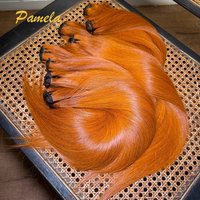 Orange Colored Bone Straight Human Hair 100% Unprocessed Virgin Weave 3 Bundles Real Human Hair Extensions For Women