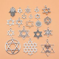 20pcs Antique Silver Color Star Of David Charms Collection For DIY Jewelry Making, 20 Styles, 1 of Each