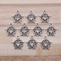 IFOCUS 10pcs/Lot Pentagram Star Charms For DIY Jewelry Making Zinc Alloy 19x18mm/0.75x0.71inch
