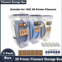 3 Pack Filament Container for 3D Printing Sealing and Protection Airtight Filament Dry Box for 1KG Spools with Desiccant Labels
