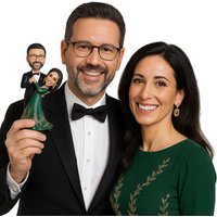 Clay Likeness Figure Personalized Full Bobble Head Statue For Him Her From Photo With Face Detail And Styling Finish Style
