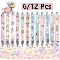6/12 Pcs Flower Tea Party Ballpoint Pen Gift Retro Teapot Bulk Artistic Stretchable Women's Princess Birthday Gift Office School
