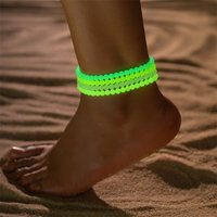 4pcs Luminous Acrylic Colorful Beaded Anklets For Women Men Rope Chains Ankle Bracelet Beach Jewelry Summer Vacation Accessories