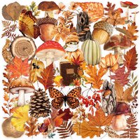 50/100PCS Cartoon Autumn Forest Plants Transparent PET Stickers Luggage Notebook Stickers