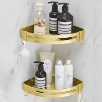 Bathroom Shelf Corner shelf Bath Storage Holder Wall Mounted Brushed Gold Aluminum Square Bath Shower Shelf Bath Shampoo Holder