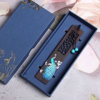 Chinese Style Wooden Bookmark Retro Carving Ebony Book Clip Pagination Mark Learning Stationery School Office Supplies 2023