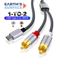 USB Type C to 2RCA Audio Cable Y Splitter Cord for TV Speaker Amplifier Xiaomi Laptop USB C to 2RCA Male Converter Adapter Cable