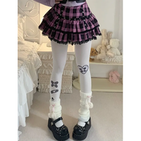 Punk Style High Waist Short Skirt Women's Summer Sweet Cool Rock Korean Half Body Lace Cake Puffy Skirt Standard Fit