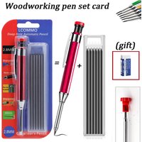 Solid Carpenter Pencil Card Set With Built in Pencil sharpener Deep Hole Woodworking Marking Tool Pen Automatic Drawing Pencil