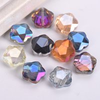10pcs 14mm Flower Faceted Colorful Crystal Glass Loose Crafts Beads For Jewelry Making DIY Findings