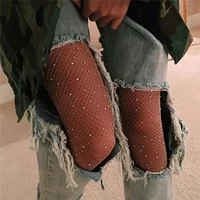 Fashion Shiny Net Tights Fishnet Rhinestone Pantyhose Women Summer Fashion Net Tights Slim Sexy Glitter Mesh Thin Pantyhose