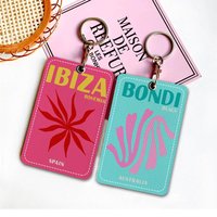 Miami Beach Ibiza Capri Bondi Mykonos Keychain Card Holders Keyring Bank Bus ID Credit Cards Key Ring Chains