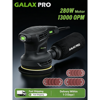 GALAX PRO Orbital Sander,280W 13000 OPM Random-Orbit Sanders 6 Variable Speeds with 15Pcs Sanding Discs 125mm, Electric Sander with Dust Collector for Sanding and Polishing