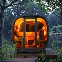 Modern Electric Outdoor Solid Red Cedar Villa Sauna for 4-6 People with Steam Function
