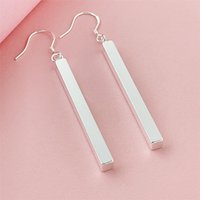 925 Sterling Silver Stud Earrings with Long Straight Stripe for Women Fashion Simple Birthday Anniversary Wedding Jewelry Gift