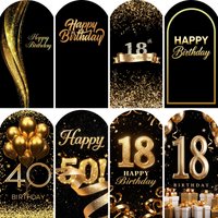 Happy Birthday Arch Cover Background Custom Name Age Glitter Bokeh Birthday Party Art Wall One-sided Elastic Arched Backdrop