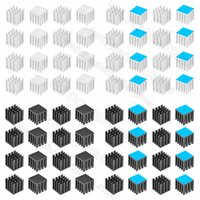 Aluminum Heatsink 15x15x15mm / 0.59x0.59x0.59" Small Cube Size Black Anodized Slotted Aluminum Heatsink Cooler Radiator With Pad