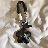 Cute Black Leather Style Phone Decoration Flower Eye Design Trendy Viral Phone Accessory