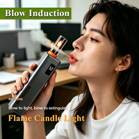 Blow Control USB LED Flame Candle Light Frosted Glass Filament Flickering Night Light Home Bedroom Car PC Desktop Decor Lighting