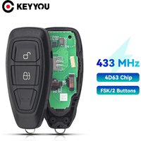 KEYYOU Smart Car Remote Key Fob 2 Buttons 4D63 DST+80 (40bit) Chip 433Mhz FSK For Ford Ecosport 2013 - 2016 Intelligent Keyless