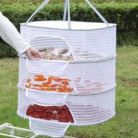 1/2/3 Tier Portable Mesh Clothes Hanging Dryer Folded Herb Rack for Buds Fruits Hydroponics Flowers Vegetables Fish Clothes Doll