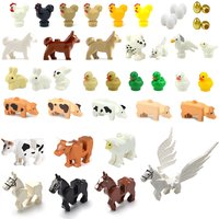 Animal MOC Building Blocks Parts Livestock Poultry Bricks Kits Toys Flying Horse Chick Duck Cattle Rabbit Compatible With LEGO