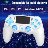 GAMINJA P471 Wireless Controller with Dynamic RGB Lighting And Dual Vibration Bluetooth Gamepad for PS4 PS3 Game Console PC