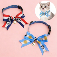 Football Style Pet Collar with Bow Tie & Soccer Charm, Safety Buckle Adjustable Cat Dog Collar, National Flag Style Pet Neck Acc