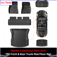 For Tesla Model 3 Highland Floor Mats Custom Fit All-Weather TPE Full Set with Cargo Liner & Trunk Mat Accessories (2024-2025 )