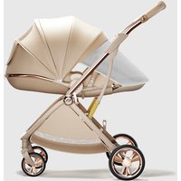 Luxury Baby Stroller for Babies Aged 0–3: Lightweight, Foldable, High-View, Reversible, with Spine-Supporting Cushion