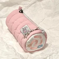 1Pc Kawaii Japanese Pink Fish Cake Pencil Case Cute Girls Cosmetic Pouch Cartoon Portable Bag Stationery Back To School Supplies