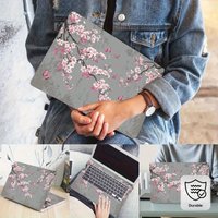 2Pcs Watercolor Cherry Blossom Laptop Case Sticker - Scratch Resistant PVC Case with Floral Design, Easy to Apply and Durable