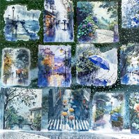 15pcs/pack City Color Series Street Landscape PET Stickers DIY Scrapbook Handbook Diary Album Material Retro Ins Decor Stickers
