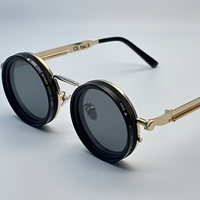 Retro Punk Style Round-Frame Fashion Glasses, 9-Level Adjustable Nd Lightweight Frame with Rotating Lenses, Made of Magnesium Alloy