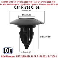 10pcs Car Door Side Sill Skirt Trim Rocker Molding Clip For BMW X5 E70 E70N F15 07-18 For Mini R60 Countryman 10-16 For Mini Co