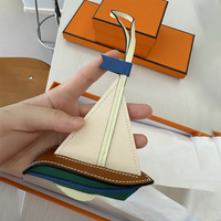 Newly Sailboat Bag Charm Pendant Smooth Sailing Handmade Genuine Cowhide Car Hanging High Quality Key Chain Bags Accessories