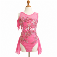 JoyCan Lyrical Dance Costume Girls Pink Spandex Quality Stones Competition Dance Wear Customized JC513