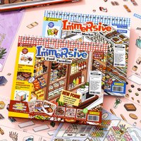 3D miniature immersive storage sticker book, exquisite illustrations, PET die cut stickers