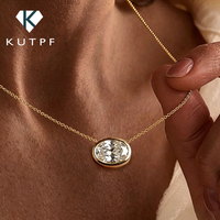 1.5carat Oval Cut Moissanite Pendant Necklace for Women S925 Silver East West Bezel Set Solitaire Lab Diamond Pendant with GRA